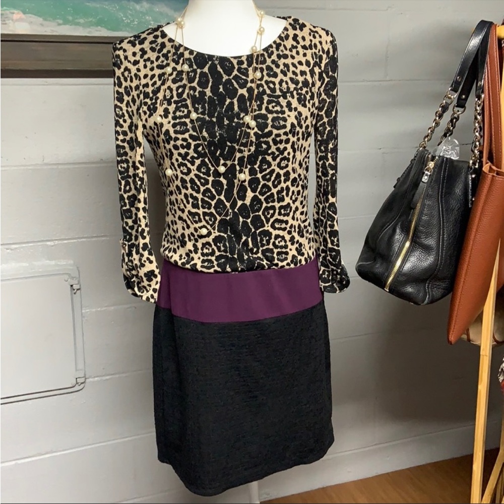 Luxology animal print color block dress
